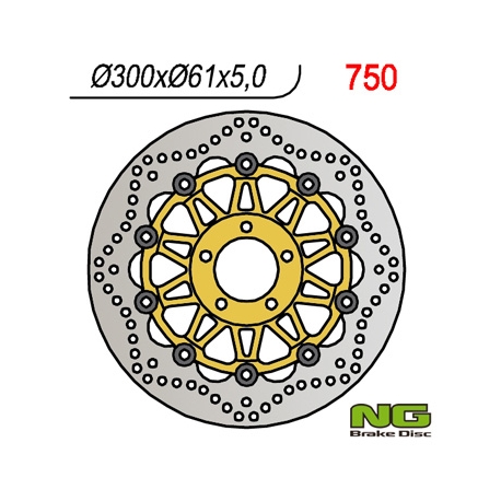 NG TARCZA HAMULCOWA PRZÓD KAWASAKI ZX6R '95-'02, ZR 550/750 ZEPHYR, ZZR600 '90-'06 Z750 '04- (300x61x5) (5x10,25mm)