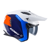 KENNY RACING KASK OTWARTY JET MODEL MILES GRAPHIC WHITE/ORANGE/BLUE KOLOR BIAŁY/NIEBIESKI/POMARAŃCZOWY ROZMIAR XL ( 61 - 62 CM )