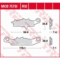 TRW LUCAS KLOCKI HAMULCOWE KH342 KH349 SINTER OFFROAD KAWASAKI KFX 450 / 700 04-14, KVF 700 04-06, PRZÓD