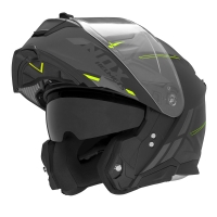 NOX FLIP-UP HELMET NOX KASK SZCZĘKOWY (FLIP-UP) Z BLENDĄ N967 SYNCHRO KOLOR CZARNY/ŻÓŁTY FLUO/SZARY MAT ROZMIAR M