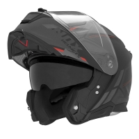 NOX FLIP-UP HELMET NOX KASK SZCZĘKOWY (FLIP-UP) Z BLENDĄ N967 SYNCHRO KOLOR CZARNY/CZERWONY/SZARY MAT ROZMIAR L