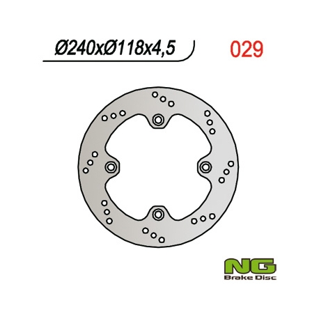 NG TARCZA HAMULCOWA TYŁ SUZUKI DR 650 S/SE '96-'11, XF 650 FREEWIND '97-02, (240X118X4,5MM) (4X10,5MM)