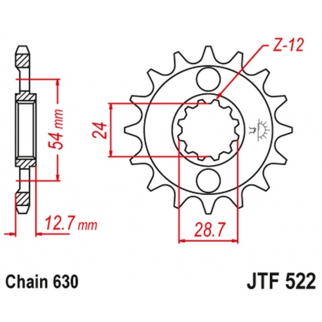 JT ZĘBATKA PRZEDNIA 522 14 KAWASAKI Z 1000 '81-83', GPZ 1100 '81-82' Z 1100 '84-86' (52214JT) (ŁAŃC. 630) NA ZAMÓWIENIE