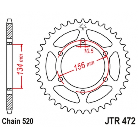 JT ZĘBATKA TYLNA 473 40 KAWASAKI Z 200 '77-83', Z 250 '81-83' (47340JT) (ŁAŃC.520)