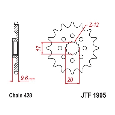 JT ZĘBATKA PRZEDNIA 2084 14 KTM SX 85 18-20, HUSQVARNA TC 85 18-20 (+1) (JTF1905.14)* (ŁAŃC. 428)