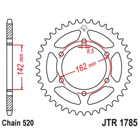 JT ZĘBATKA TYLNA SUZUKI PE 175 '80-84' (ŁAŃC.520)