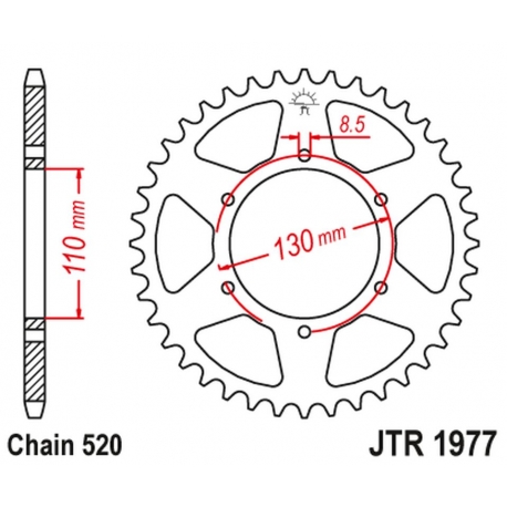 JT ZĘBATKA TYLNA HONDA XR 200 '80-81', XL 250 '76-77' (ŁAŃC520)