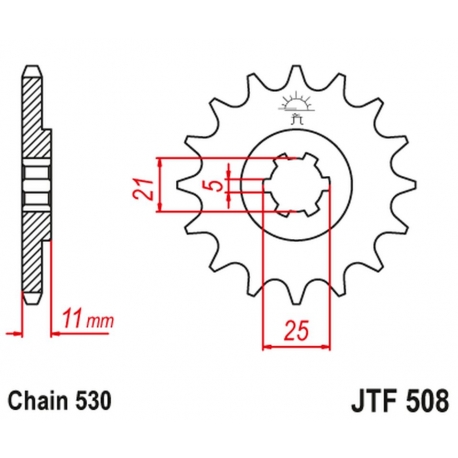 JT ZĘBATKA PRZEDNIA 722 16 CAGIVA 350 ALA ROSSA '83-84' KAWASAKI KH400/500 '72-77' (72216JT) (ŁAŃC. 530) NA ZAMÓWIENIE