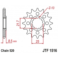 JT ZĘBATKA PRZEDNIA 2179 14 KAWASAKI ZX 10R 04-18 (217914JT) (PRZEJŚCIE NA ŁAŃCUCH 520)