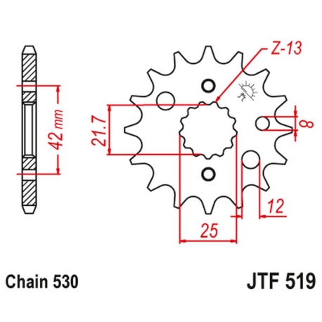 JT ZĘBATKA PRZEDNIA 566 16 / 513 16 KAWASAKI VN 800 A,B,C 96-06 (56616JT) (ŁAŃC. 530)