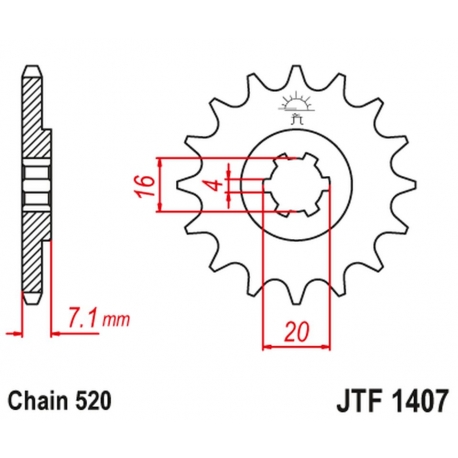 JT ZĘBATKA PRZEDNIA 422 10 KAWASAKI KSF/KXF 80 '03-06', SUZUKI LT 80 '89-06' (42210JT) (ŁAŃC. 520)