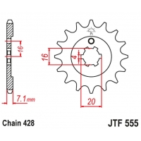 JT ZĘBATKA PRZEDNIA 555 13 YAMAHA DT 80 LC1/LC2 '83-'95, TZR 80 '92-'95 (55513JT) (ŁAŃC. 428)