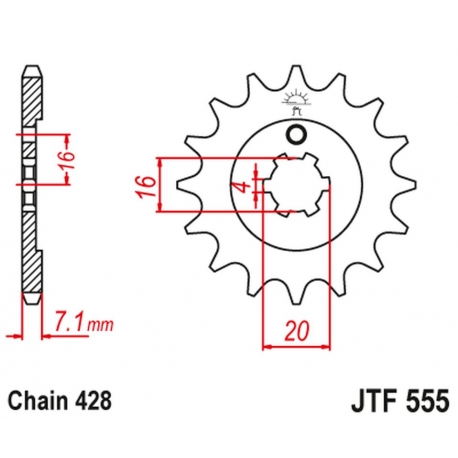 JT ZĘBATKA PRZEDNIA 555 13 YAMAHA DT 80 LC1/LC2 '83-'95, TZR 80 '92-'95 (55513JT) (ŁAŃC. 428)