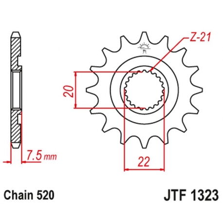 JT ZĘBATKA PRZEDNIA 2120 12 HONDA CR 125R '04-'07, CRF 250R/X '04-'17 (212012JT) (ŁAŃC. 520)