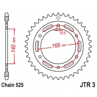 JT ZĘBATKA TYLNA 4613 47 BMW F 800 R '09-'20 (OTWÓR NA ŚRUBĘ 10,5MM) (461347JTZBK) (ŁAŃC. 525) KOLOR CZARNY