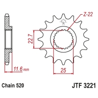 JT ZĘBATKA PRZEDNIA 2180 11 POLARIS 250/300/325/400/500 (218011JT) (ŁAŃC. 520)