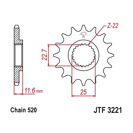 JT ZĘBATKA PRZEDNIA 2180 11 POLARIS 250/300/325/400/500 (218011JT) (ŁAŃC. 520)