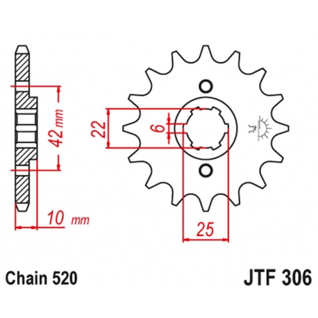 JT ZĘBATKA PRZEDNIA 281 14 HONDA NX 650 DOMINATOR '88 (GRUBOŚĆ 10MM) (28114JT) (ŁAŃC. 520) (-1)