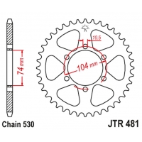 JT ZĘBATKA TYLNA 481 45 KAWASAKI Z 400/550 '80-83', Z 650 '79', KH 500 '72-75' (48145JT) (ŁAŃC.530) NA ZAMÓWIENIE