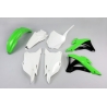 UFO KOMPLET PLASTIKÓW KAWASAKI KX 85 '14-'21, KX 100 '14-'21 KOLOR OEM '14-'15 (ZIELONY/BIAŁY/CZARNY)