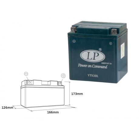 LANDPORT AKUMULATOR YTX30L (MS LTX30L) 12V 30AH 166X125X175 BEZOBSŁUGOWY - ZALANY (2)