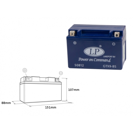 LANDPORT AKUMULATOR ŻELOWY GTX9-4 (MG LTX9-4) 12V 8AH 151X88X107 BEZOBSŁUGOWY - ZALANY - ZASTĘPUJE GTX9BS L (6)