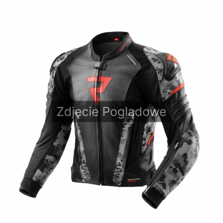 KURTKA SKÓRZANA REBELHORN VELOCE CAMO BLACK/GREY/FLUO RED