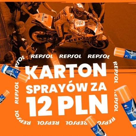 REPSOL PROMOCJA OLEJ SILNIKOWY 4T SMARTER SPORT 10W40 BECZKA 60L, MA2 PÓŁSYNTETYCZNY + KARTON 12 SZTUK SMARU DO ŁAŃCUCHA QUALIFI