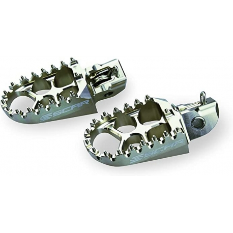 SCAR RACING PODNÓŻKI PEGI ALUMINIOWE KAWASAKI KXF '06-'17, KXF 450 '07-'17, CRF 250 '02-'17 KOLOR TYTANOWY