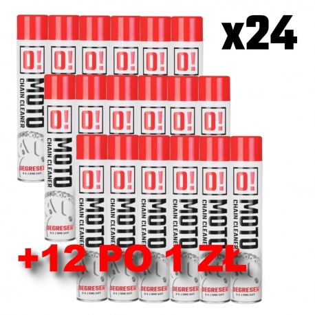 OMOTO ZESTAW 24 SZTUKI SPRAY DO MYCIA ŁAŃCUCHA 750ML O! CHAIN CLEANER + 12 SZTUK PO 1 ZŁ SPRAY DO MYCIA ŁAŃCUCHA 750ML - KARTON 