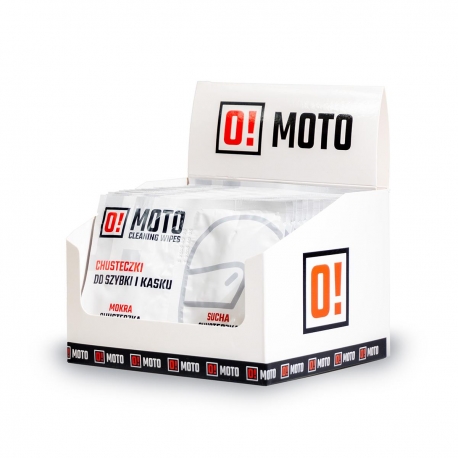 OMOTO ZESTAW 20 SZTUK CHUSTECZKI DO KASKU MOKRA I SUCHA O!MOTO CLEANING WIPES PAKIET W OPAKOWANIU ZBIORCZYM IDEALNY NA LADE