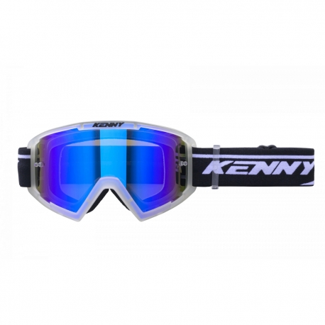 KENNY RACING GOGLE MODEL TRACK+ CLEAR CRYSTAL - BLUE LENS - KOLOR PRZEŹROCZYSTY/CZARNY/BIAŁY SZYBKA NIEBIESKIE LUSTRO