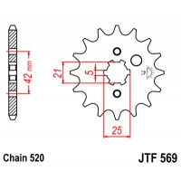 JT ZĘBATKA PRZEDNIA 572 16 YAMAHA XV 250 '89-'15, SR 250 '79-'96 (ŁAŃC. 520) - PATRZ 56916JT (JTF569.16)