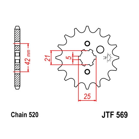 JT ZĘBATKA PRZEDNIA 572 16 YAMAHA XV 250 '89-'15, SR 250 '79-'96 (ŁAŃC. 520) - PATRZ 56916JT (JTF569.16)