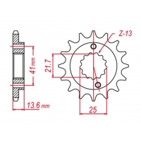 GROSSKOPF PROMOCJA ZĘBATKA PRZEDNIA 2099 13 HONDA XR 650R '00-'07 (-1), KAWASAKI ZX-6R '98-'05, ZX-6RR '03-'05 (-2) (JTF1307.13)