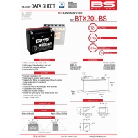 BS AKUMULATOR BTX20L-BS (YTX20L-BS) 12V 18AH 175X86X154 BEZOBSŁUGOWY - ELEKTROLIT OSOBNO (270A) (2) UE2019/1148