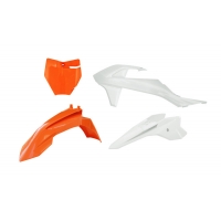 RACETECH (RTECH) 2024/12 PLASTIC KIT 4 PCS front fender orange, front plate orange, shrouds white, rear fender white ORIGINAL CO