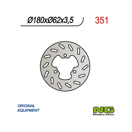 NG TARCZA HAMULCOWA TYŁ DERBI SENDA 50 '02-'09, APRILIA RX 50 '12'-18, PEUGEOT XP6 (180x62x3,5) (3x10,25mm)