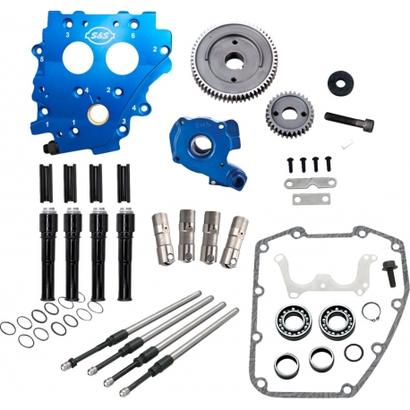 Cam Chest Kit w/o Cams Gear drive Oil cooled Blk PR TC 99-06