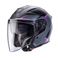 CABERG KASK OTWARTY JET OTWARTY FLYON II BOSS KOLOR CZARNY MAT/SZARY/FUKSJA (INTENSYWNY ODCIEŃ RÓŻOWEGO) ROZMIAR S