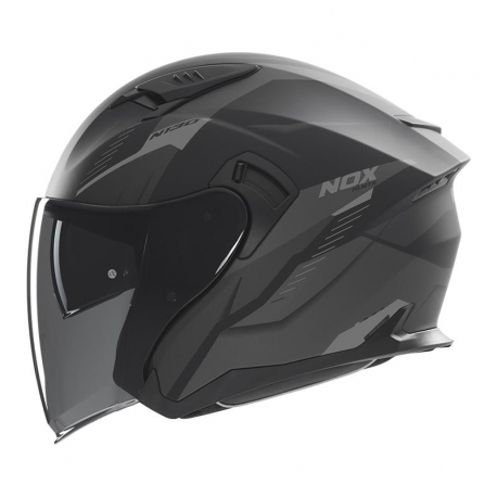 NOX KASK OTWARTY JET Z BLENDĄ N130 MYST KOLOR CZARNY/SREBRNY MAT ROZMIAR S