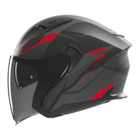 NOX KASK OTWARTY JET Z BLENDĄ N130 MYST KOLOR CZARNY/CZERWONY MAT ROZMIAR M