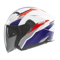 NOX KASK OTWARTY JET Z BLENDĄ N130 MYST KOLOR BIAŁY/NIEBIESKI/CZERWONY ROZMIAR M