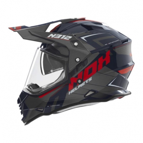 NOX KASK OFFROAD / TRAIL DUOSPORT (DUAL) N312 VAPOR Z SZYBKĄ I BLENDĄ KOLOR NIEBIESKI/CZARNY/CZERWONY ROZMIAR M