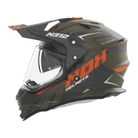 NOX KASK OFFROAD / TRAIL DUOSPORT (DUAL) N312 VAPOR Z SZYBKĄ I BLENDĄ KOLOR POMARAŃCZOWY/KHAKI/SZARY MAT ROZMIAR XS