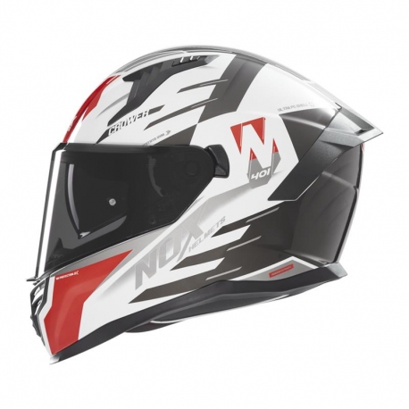 NOX KASK INTEGRALNY (FULL FACE) Z BLENDĄ N401 CROWER KOLOR CZARNY/CZERWONY/BIAŁY ROZMIAR M