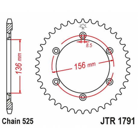JT ZĘBATKA TYLNA 4365 42 SUZUKI DR 650 SE '96-'12 (436542JT) (ŁAŃC. 525)