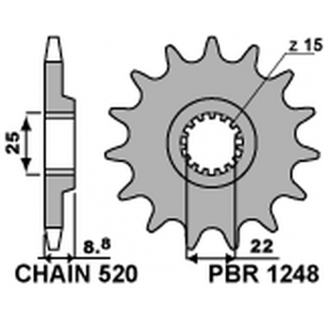 PBR ZĘBATKA PRZEDNIA 1248 12 KTM SX/EXC '91-'25 (JTF1901.12) (ŁAŃC. 520) (124812JT)