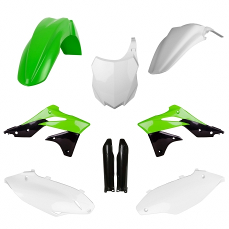 POLISPORT KOMPLET PLASTIKÓW (FULL KIT) KAWASAKI KX 250F '13-'16 W ZESTAWIE TABLICA PRZEDNIA (8659200003) I OSŁONY AMORTYZARORÓW 