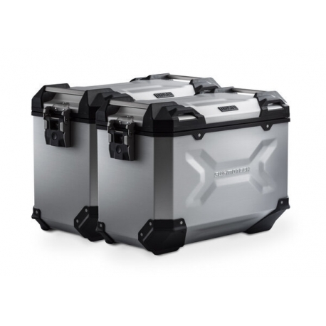 ZESTAW KUFRÓW BOCZNYCH TRAX ADV I STELAŻY SW-MOTECH MOTO GUZZI STELVIO (23-) SILVER 45/45L